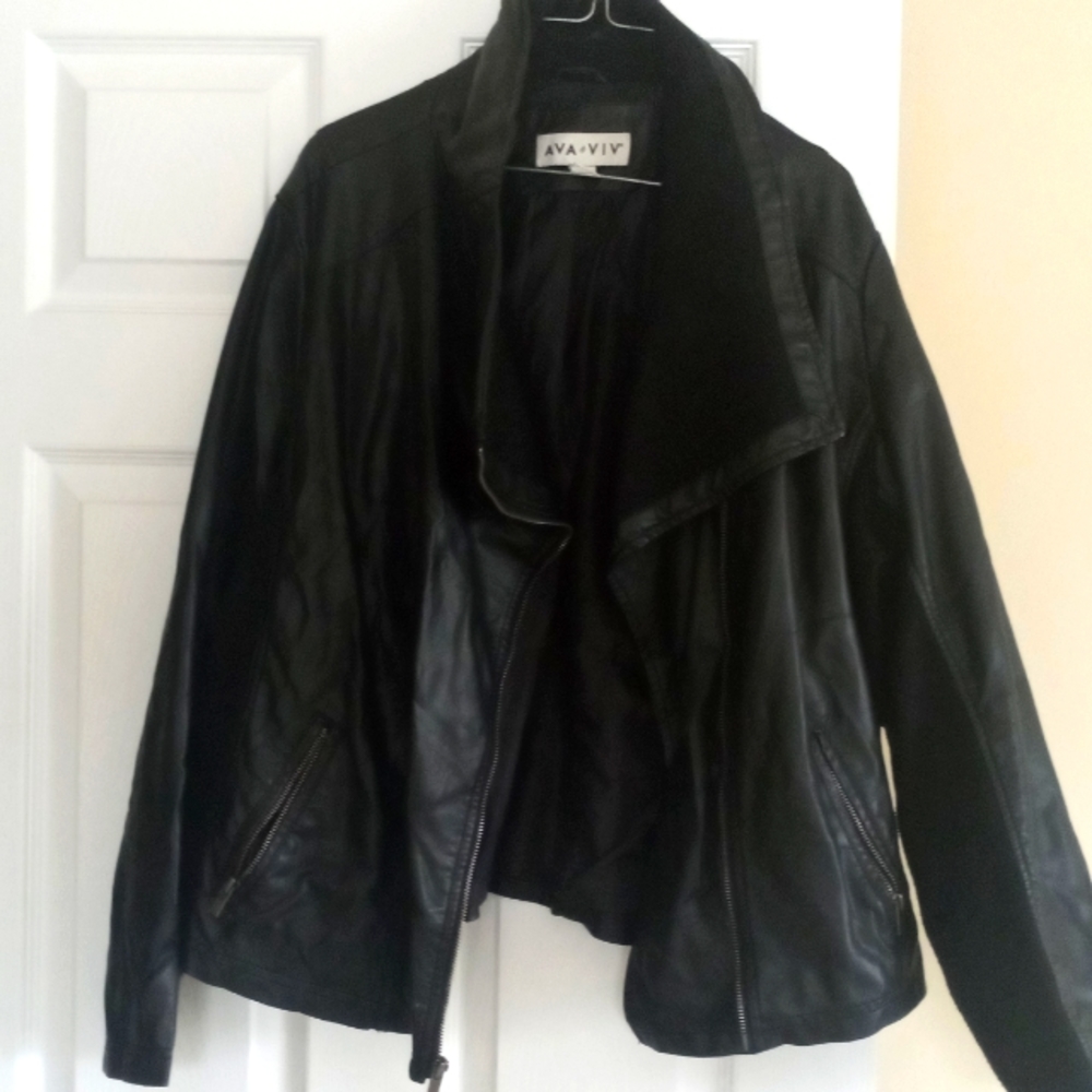 AVA VIV Black faux leather jacket size 3x